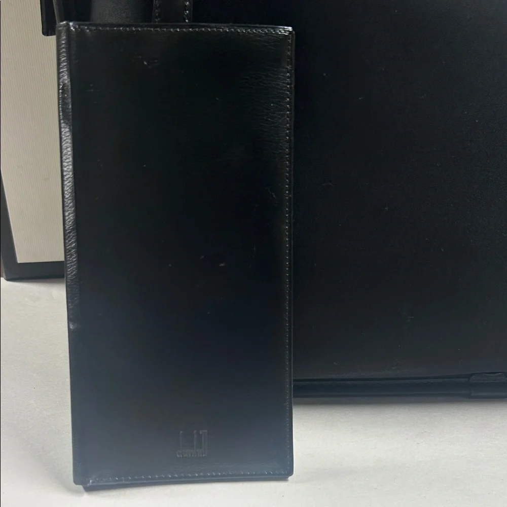 Burberry Black Leather Briefcase with Top Handles Dunhill Wallet set Rare